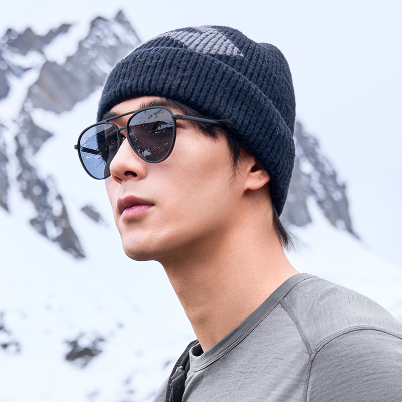 拓路者美利奴羊毛帽男秋冬帽子加厚黑色冷帽保暖护耳针织毛线帽子