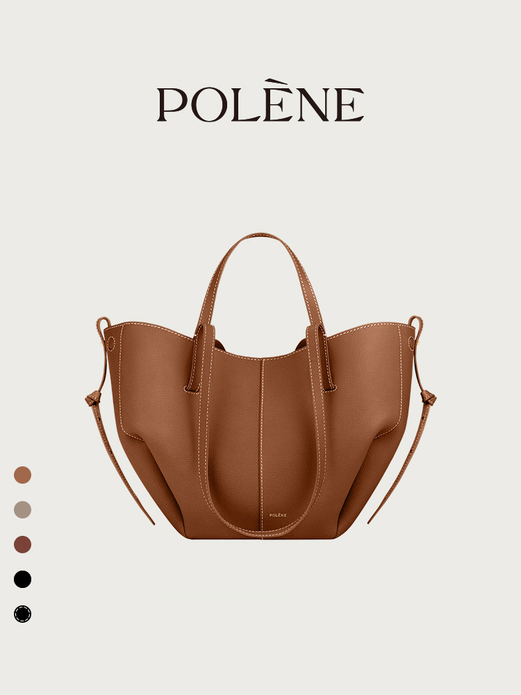 Polene波灵恩Cyme Mini 荔枝牛皮通勤手提单肩包托特包